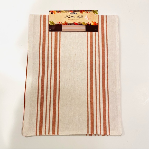 Fall Table Runner Reversible Woven Fused Cotton 13”x54 - Picture 2 of 9